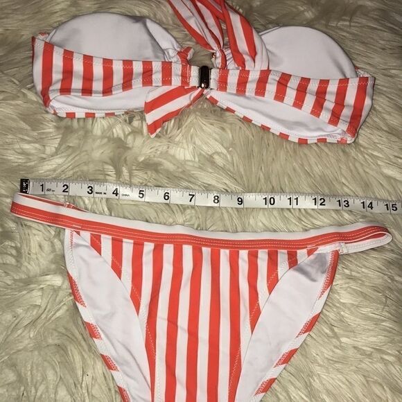 NEW Cupshe Striped One Shoulder Bikini Orange - Picture 5 of 12